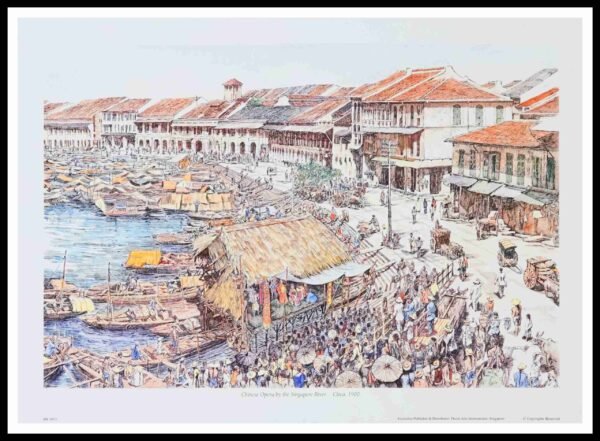 SH 1862C Chinese Opera by the Singapore River 7×5 Mini Print – Fan S.H.