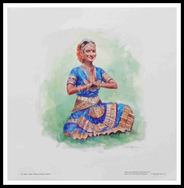 SH 1656C Indian“Bharata Natyam” Dancer 6×6 Mini Print – Fan S.H.